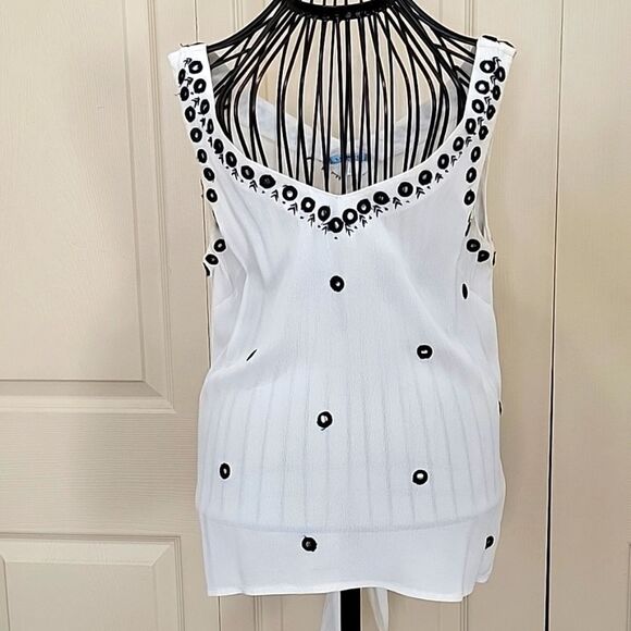 Anthropologie Leif Notes Label Cream Sleeveless Blouse   Size 0 - Picture 1 of 5